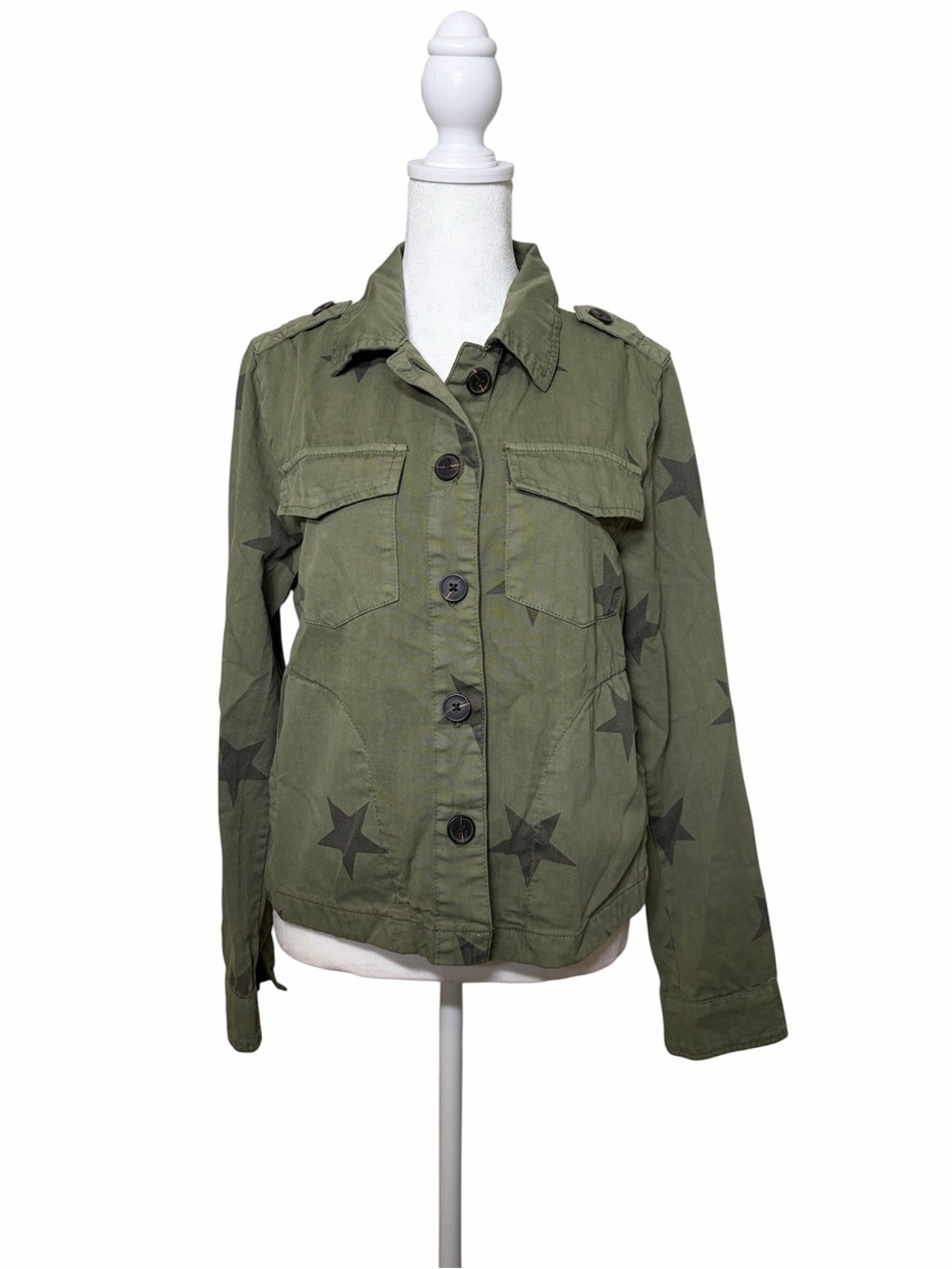 Blank NYC Olive Green Star-Print Military Jacket